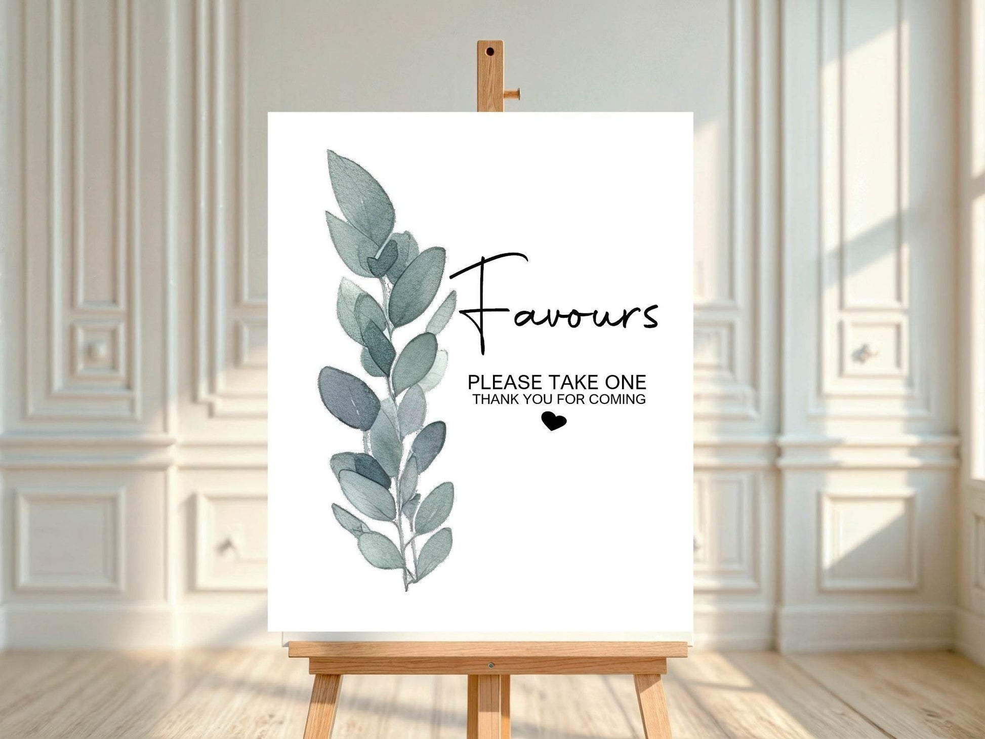Eucalyptus Favours Baby Shower Party Sign
