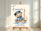Nautical custom baby shower party sign example: Nautical Favours Baby Shower Party Sign
