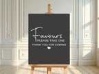 Minimalist Noir Favours Baby Shower Party Sign - Larosier Prints