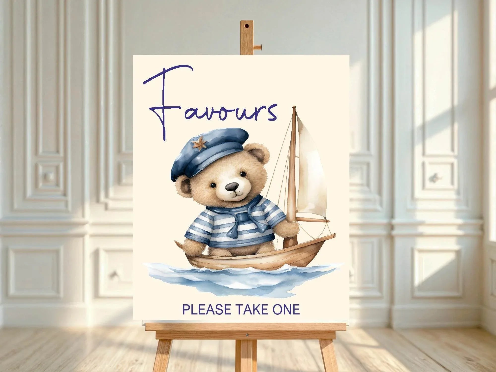Nautical Favours Baby Shower Party Sign - Larosier Prints
