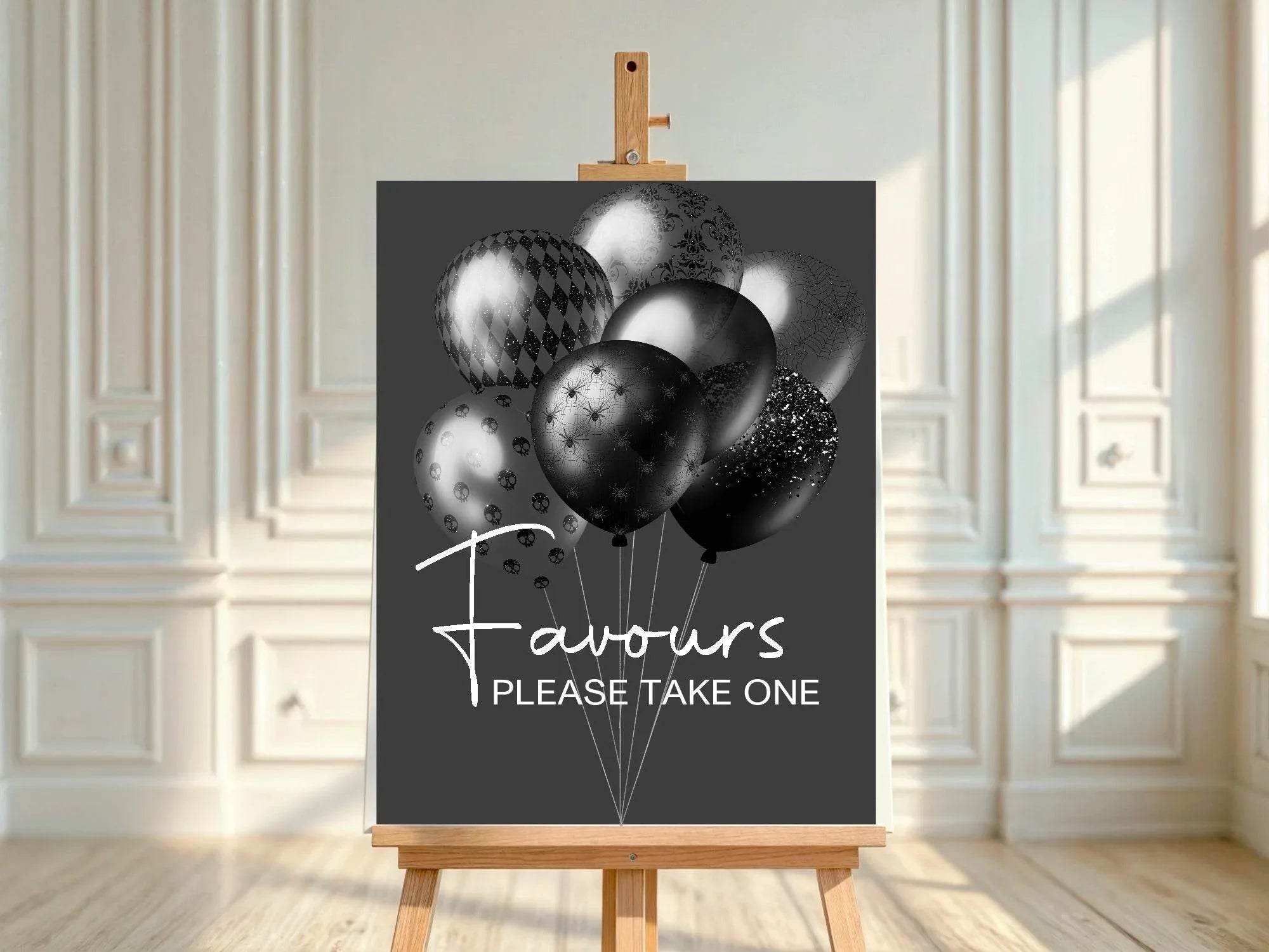 Gothic Favours Baby Shower Party Sign - Larosier Prints