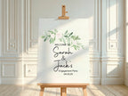 Green & White Rose Engagement Welcome Party Sign - Larosier Prints