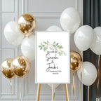 Green & White Rose Engagement Welcome Party Sign - Larosier Prints