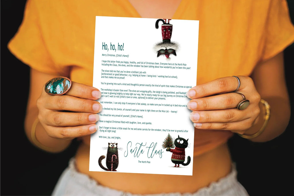 Christmas Cat Letter to Santa Kit inc Personalised Forever Print - Larosier Prints