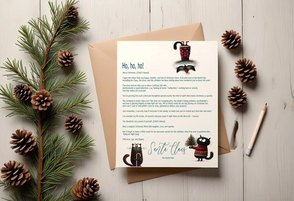Christmas Cat Letter to Santa Kit inc Personalised Forever Print - Larosier Prints