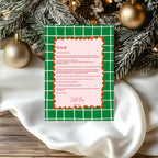 Christmas Green Check Letter to Santa Kit inc Personalised Forever Print - Larosier Prints