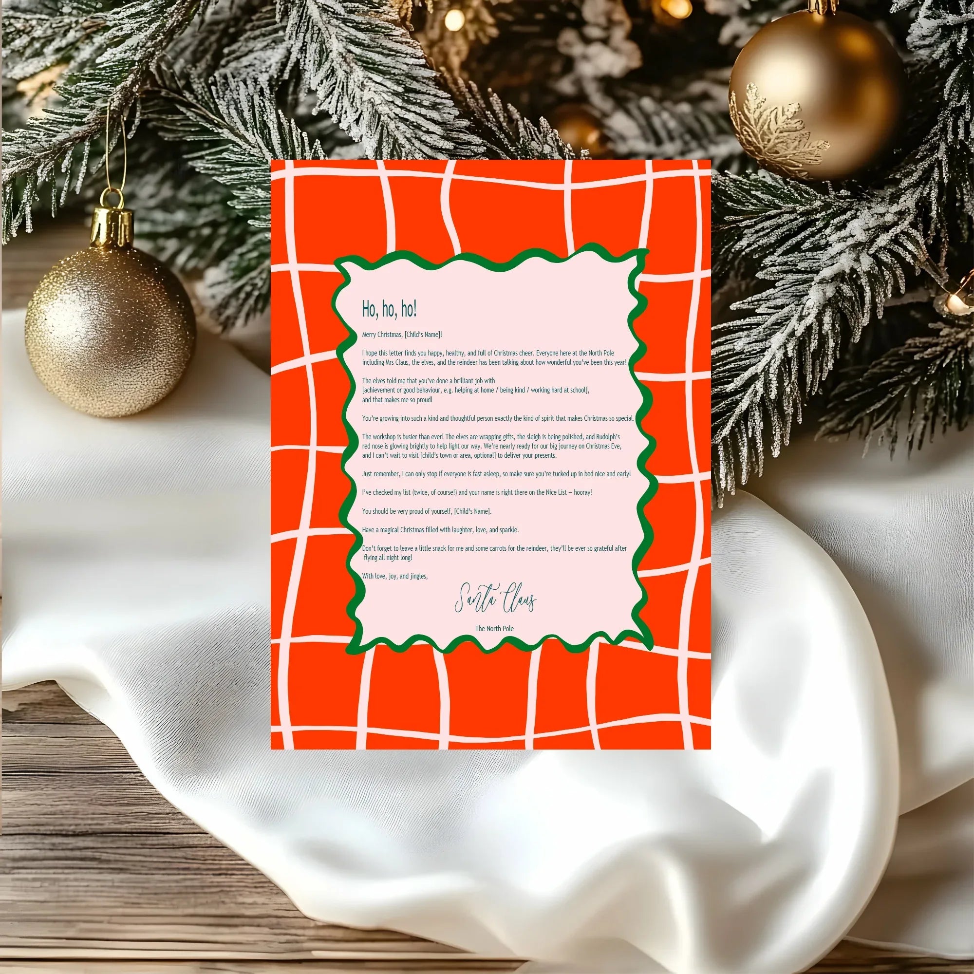 Christmas Red Check Letter to Santa Kit inc Personalised Forever Print - Larosier Prints