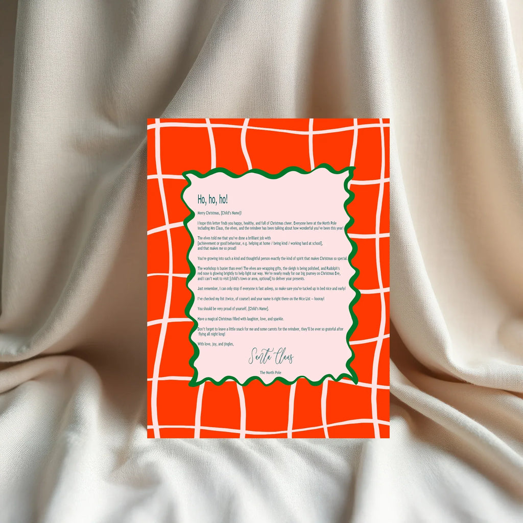 Christmas Red Check Letter to Santa Kit inc Personalised Forever Print - Larosier Prints