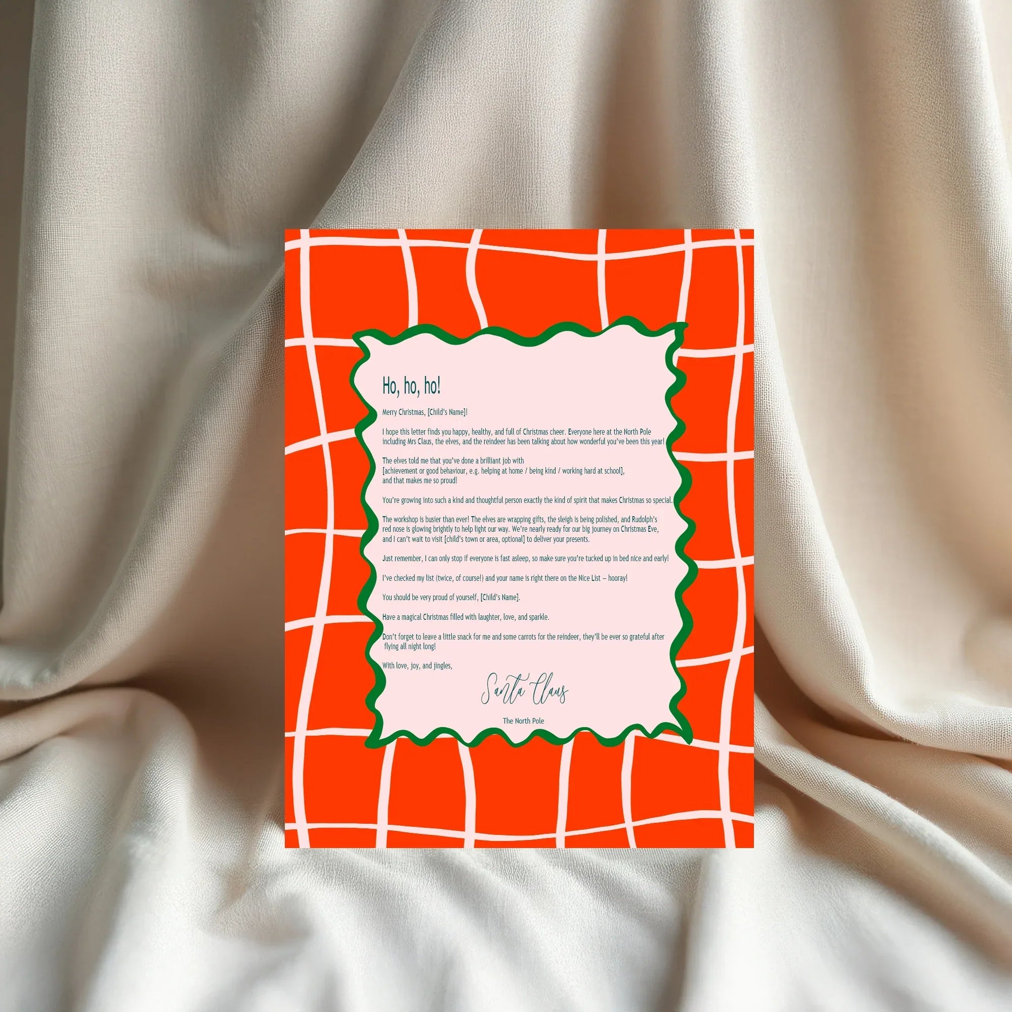 Christmas Red Check Letter to Santa Kit inc Personalised Forever Print - Larosier Prints