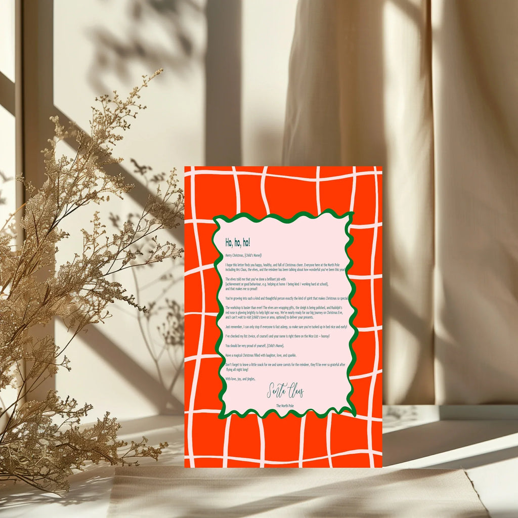 Christmas Red Check Letter to Santa Kit inc Personalised Forever Print - Larosier Prints