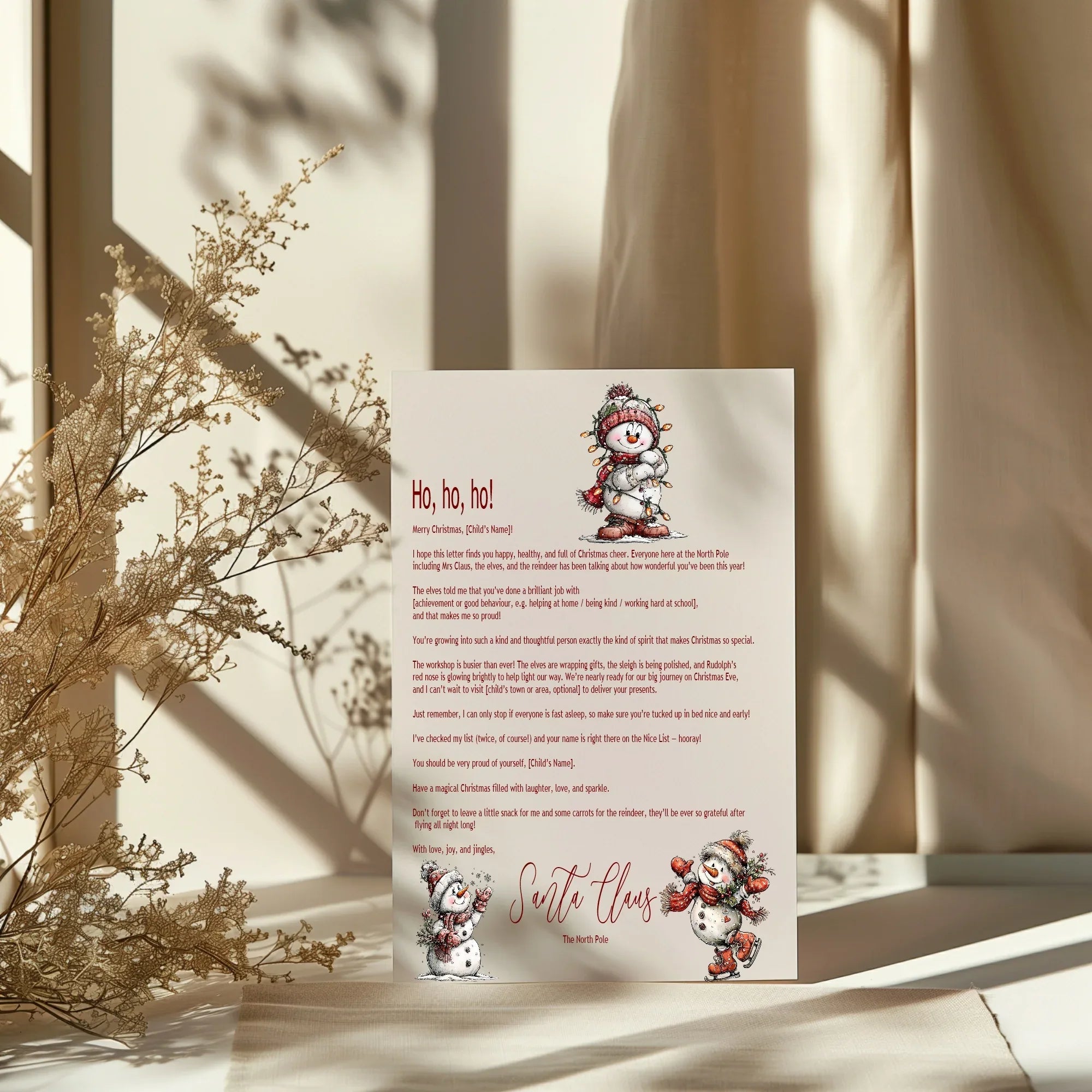 Christmas Snowman Letter to Santa Kit inc Personalised Forever Print - Larosier Prints