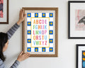 Blue Checked & Stars Alphabet Poster | Educational Wall Art