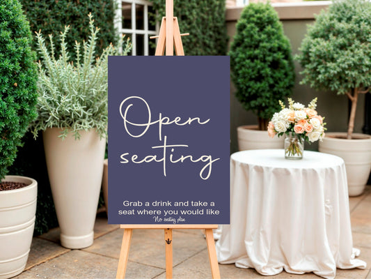 Sapphire Open Seating Wedding Party Sign