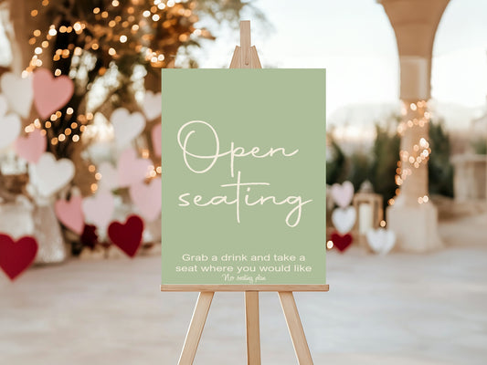 Willow Open Seating Wedding Party Sign