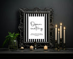 Black & White Stripe Open Seating Wedding Party Sign - Larosier Prints