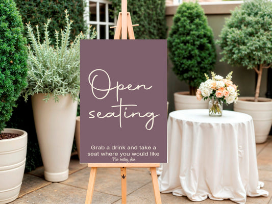 Heather Open Seating Wedding Party Sign