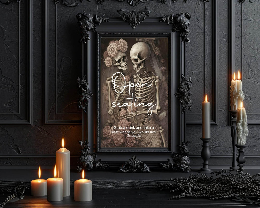 Gothic Open Seating Wedding Party Sign - Larosier Prints