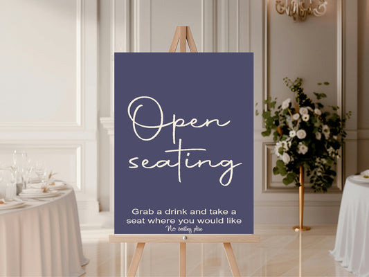 Sapphire Open Seating Wedding Party Sign