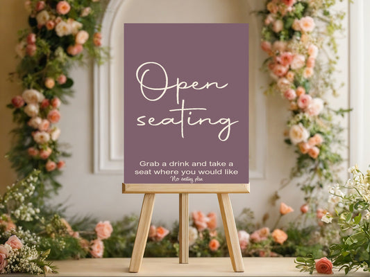 Heather Open Seating Wedding Party Sign