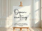 Minimalist Open Seating Wedding Party Sign - Larosier Prints