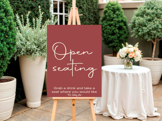 Rosewood Open Seating Wedding Party Sign