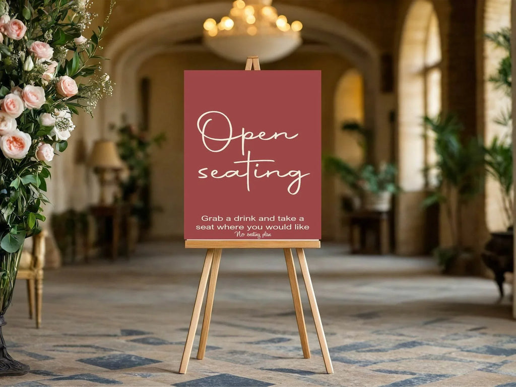 Rosewood Open Seating Wedding Party Sign - Larosier Prints