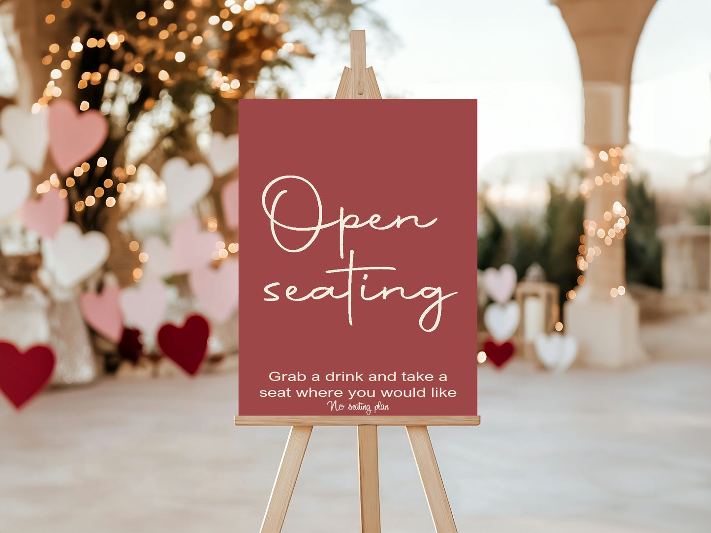 Rosewood Open Seating Wedding Party Sign