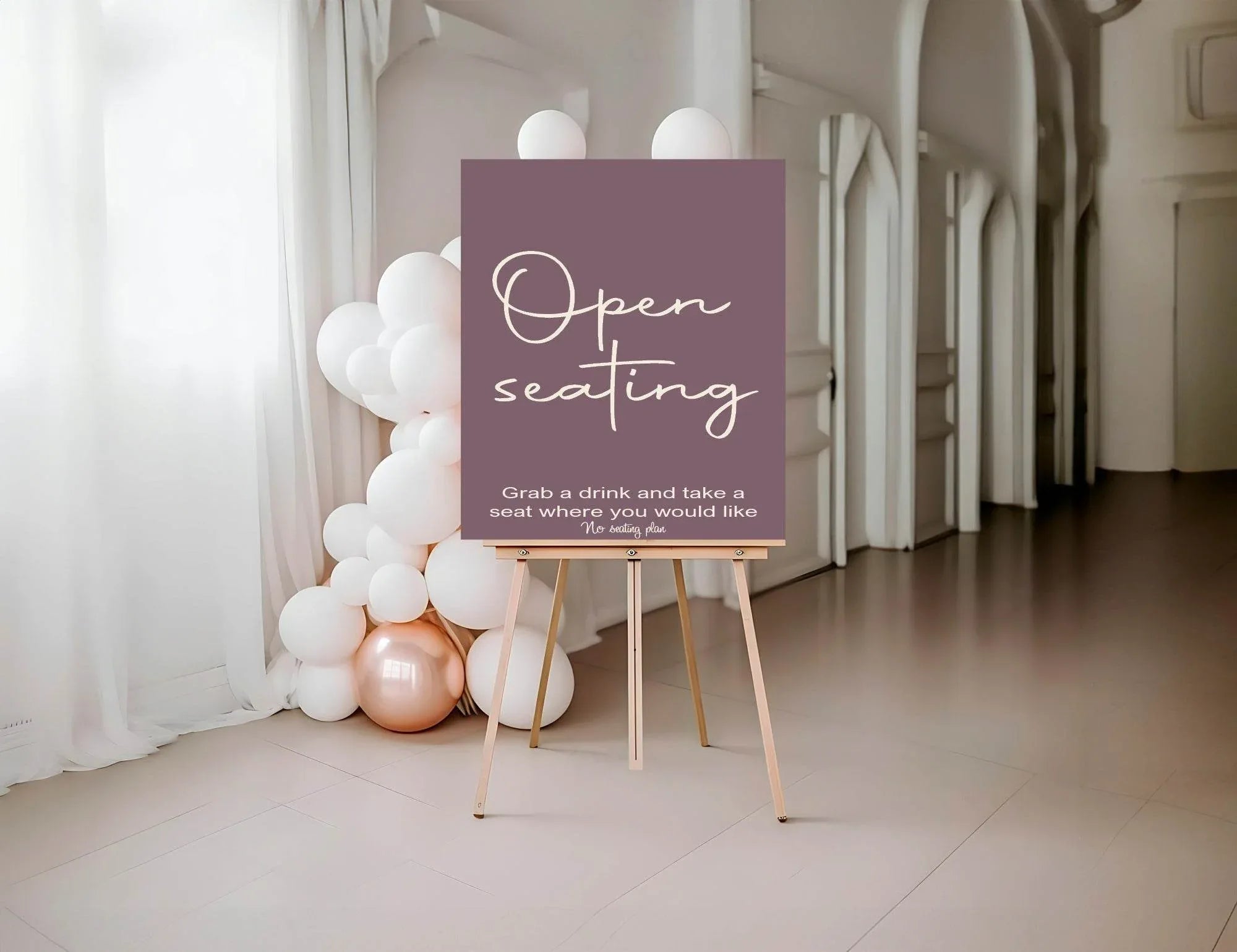 Heather Open Seating Wedding Party Sign - Larosier Prints