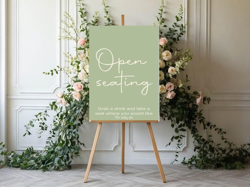 Willow Open Seating Wedding Party Sign - Larosier Prints
