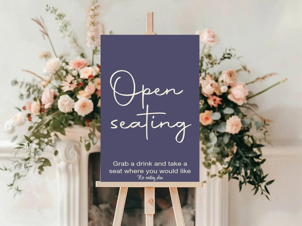 Sapphire Open Seating Wedding Party Sign - Larosier Prints