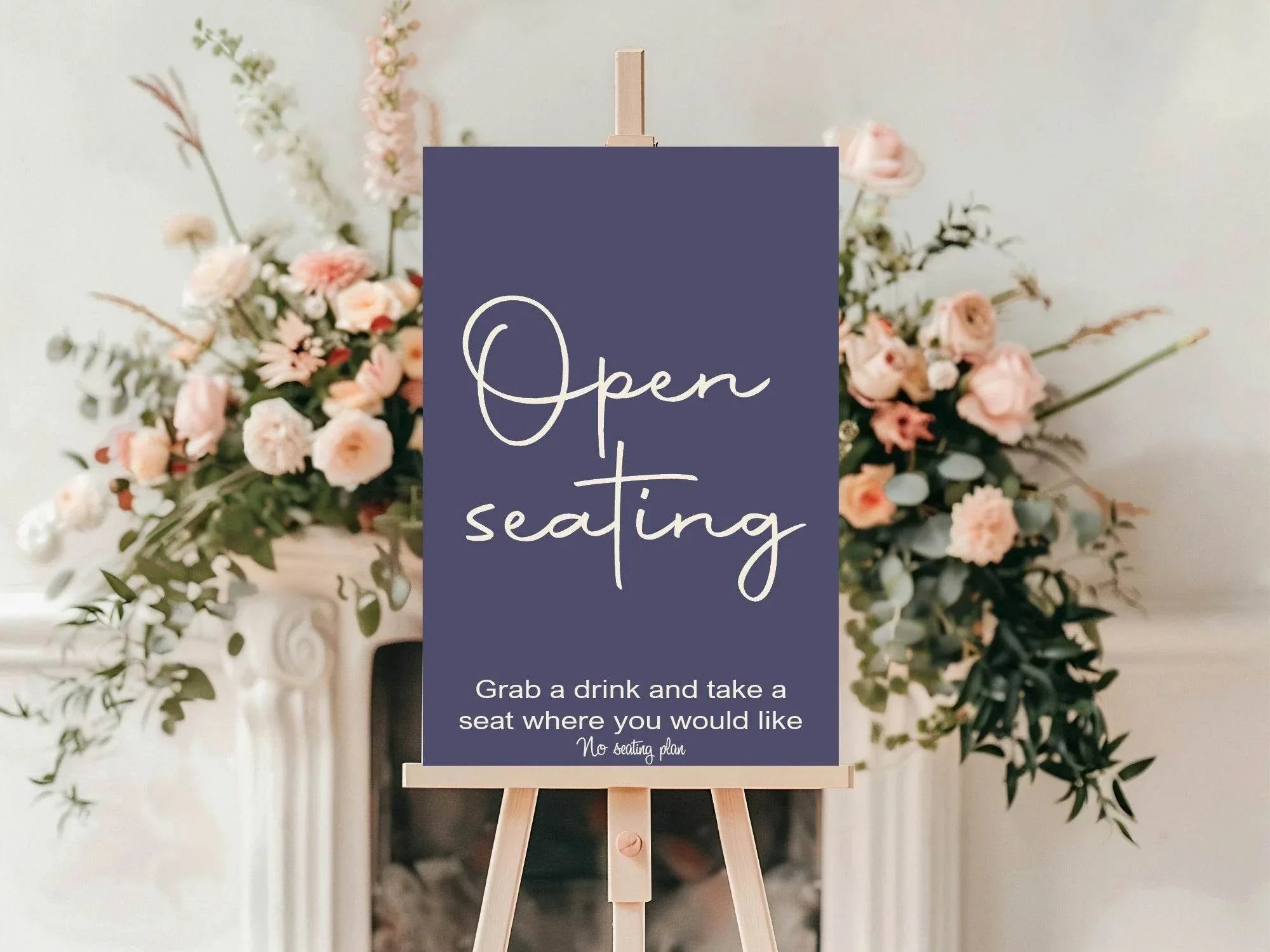 Sapphire Open Seating Wedding Party Sign - Larosier Prints