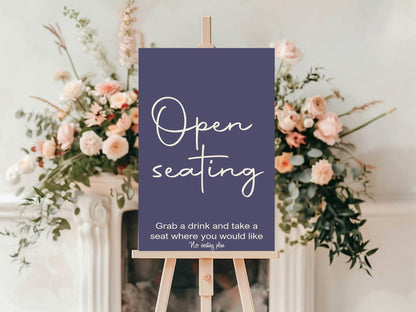 Sapphire Open Seating Wedding Party Sign