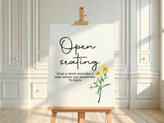 Wild Flowers Open Seating Wedding Sign