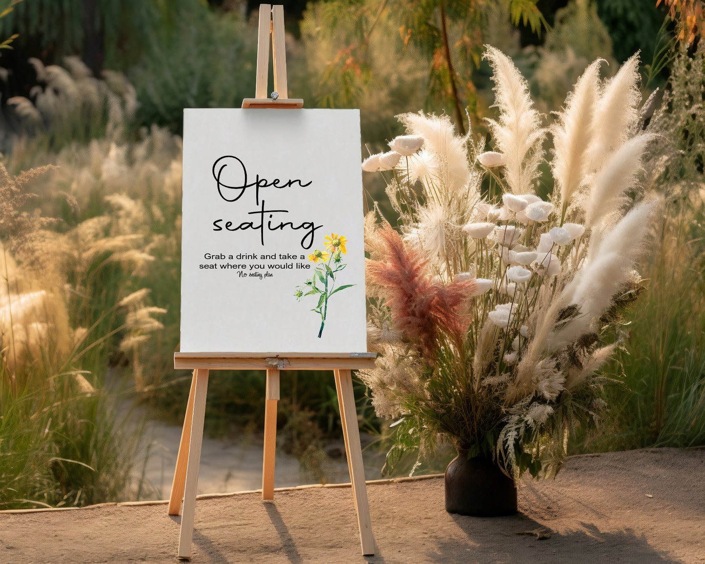 Wild Flowers Open Seating Wedding Sign