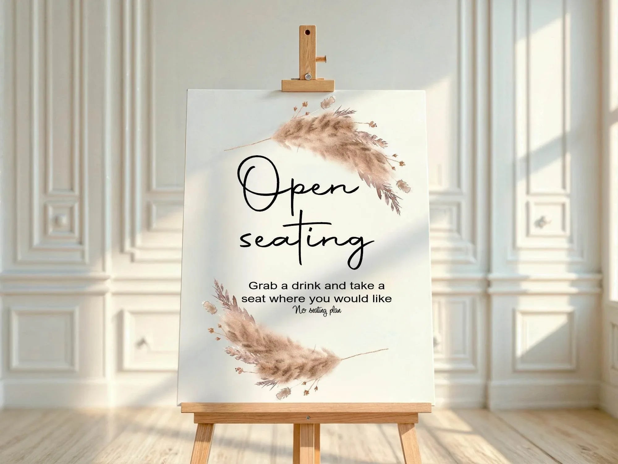 Boho Open Seating Wedding Party Sign - Larosier Prints