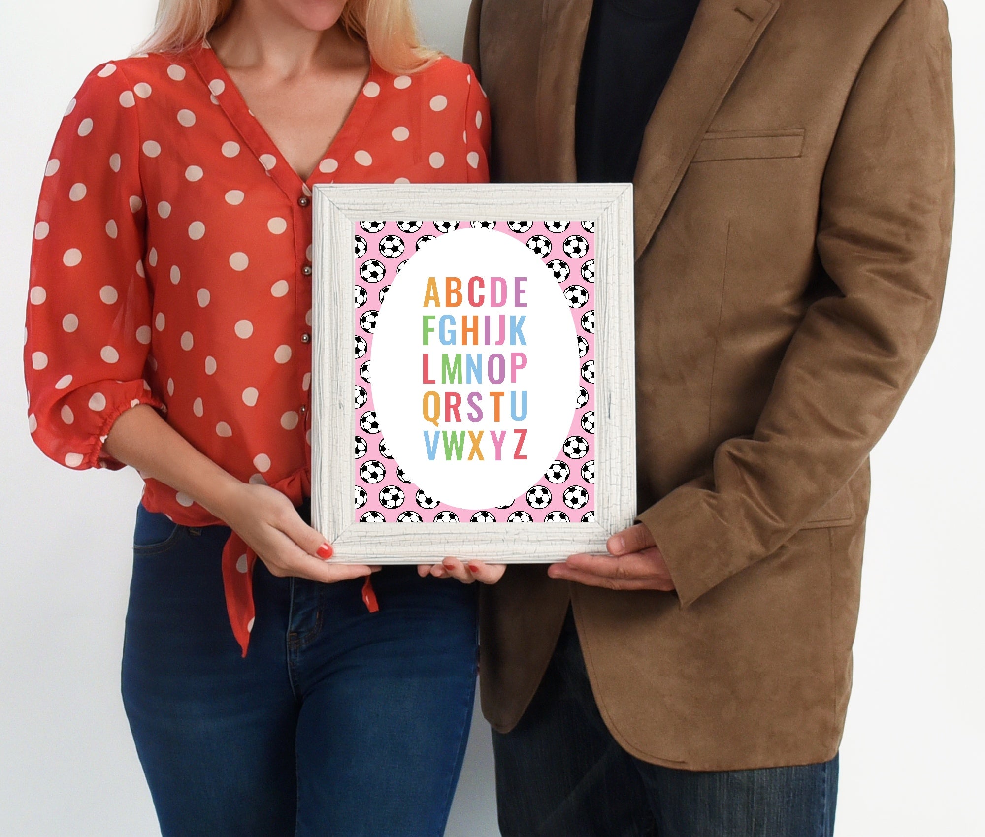 Pink Football Alphabet Poster | Educational Wall Art