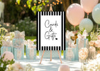 Black & White Stripe Custom Birthday Party Sign