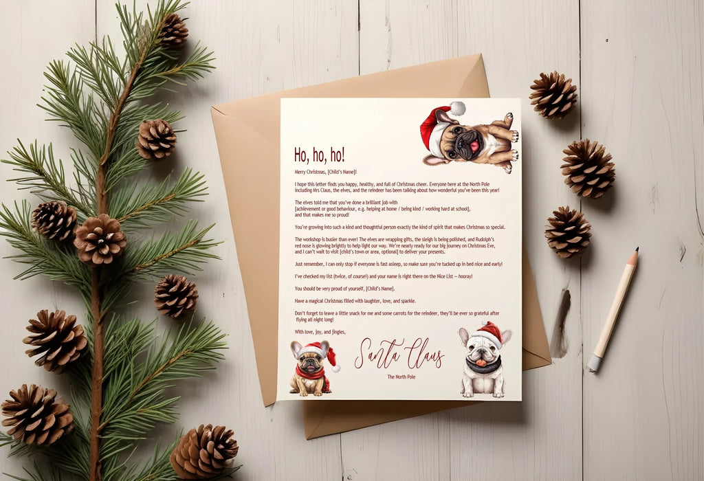 Christmas French Bulldog Letter to Santa Kit inc Personalised Forever Print - Larosier Prints