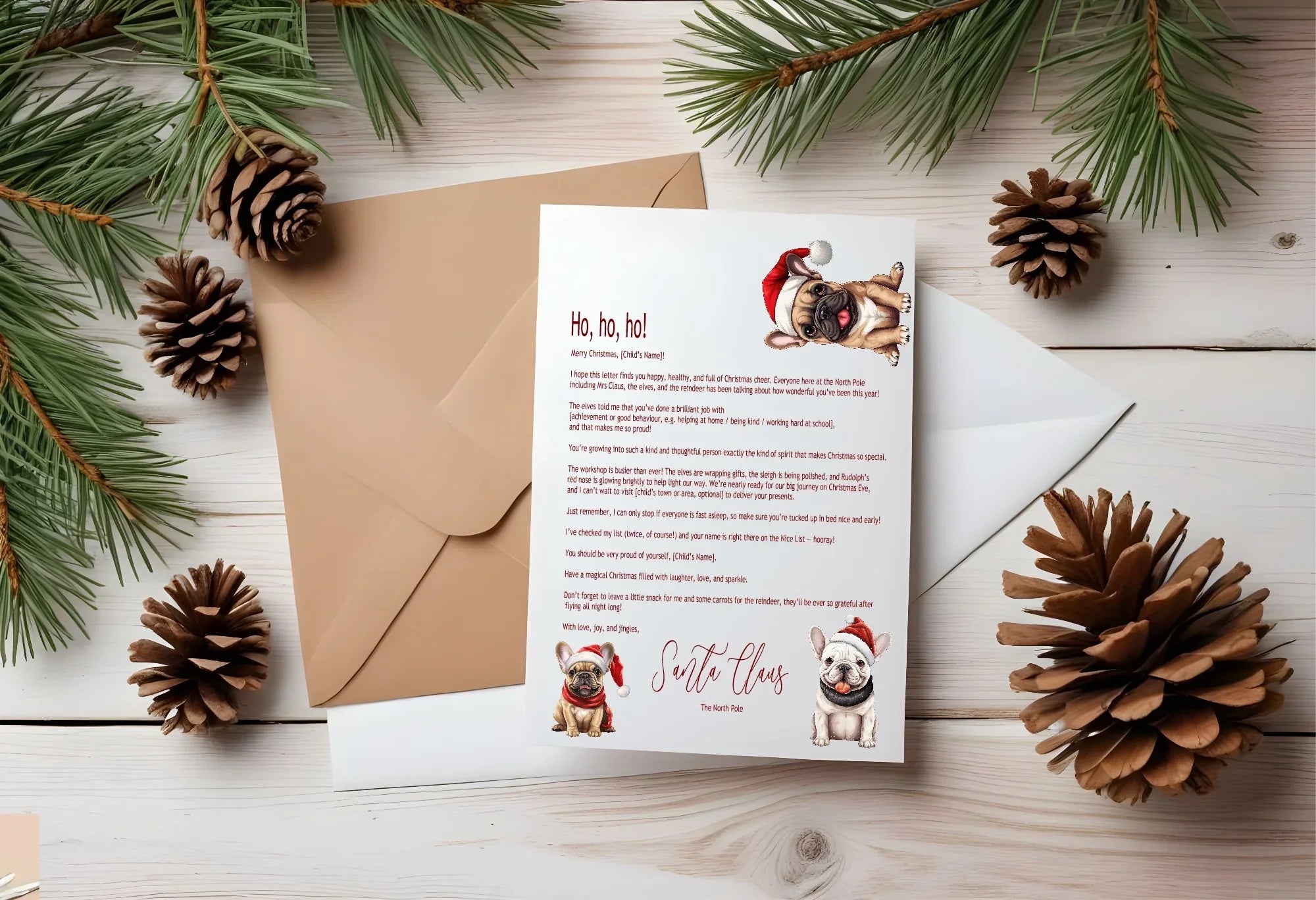 Christmas French Bulldog Letter to Santa Kit inc Personalised Forever Print - Larosier Prints