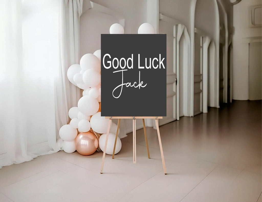 Minimalist Noir Good Luck Party Sign - Larosier Prints