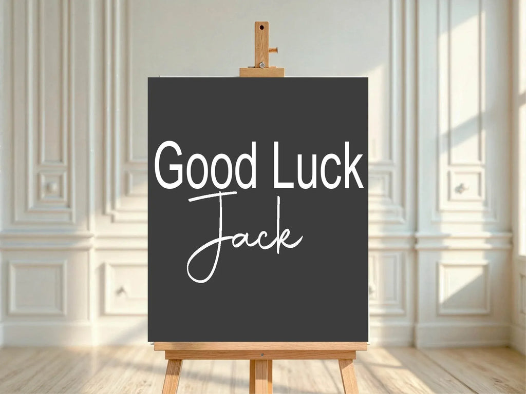 Minimalist Noir Good Luck Party Sign - Larosier Prints