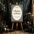 Black Celestial wedding open seating sign