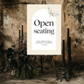 Moth open seating sign