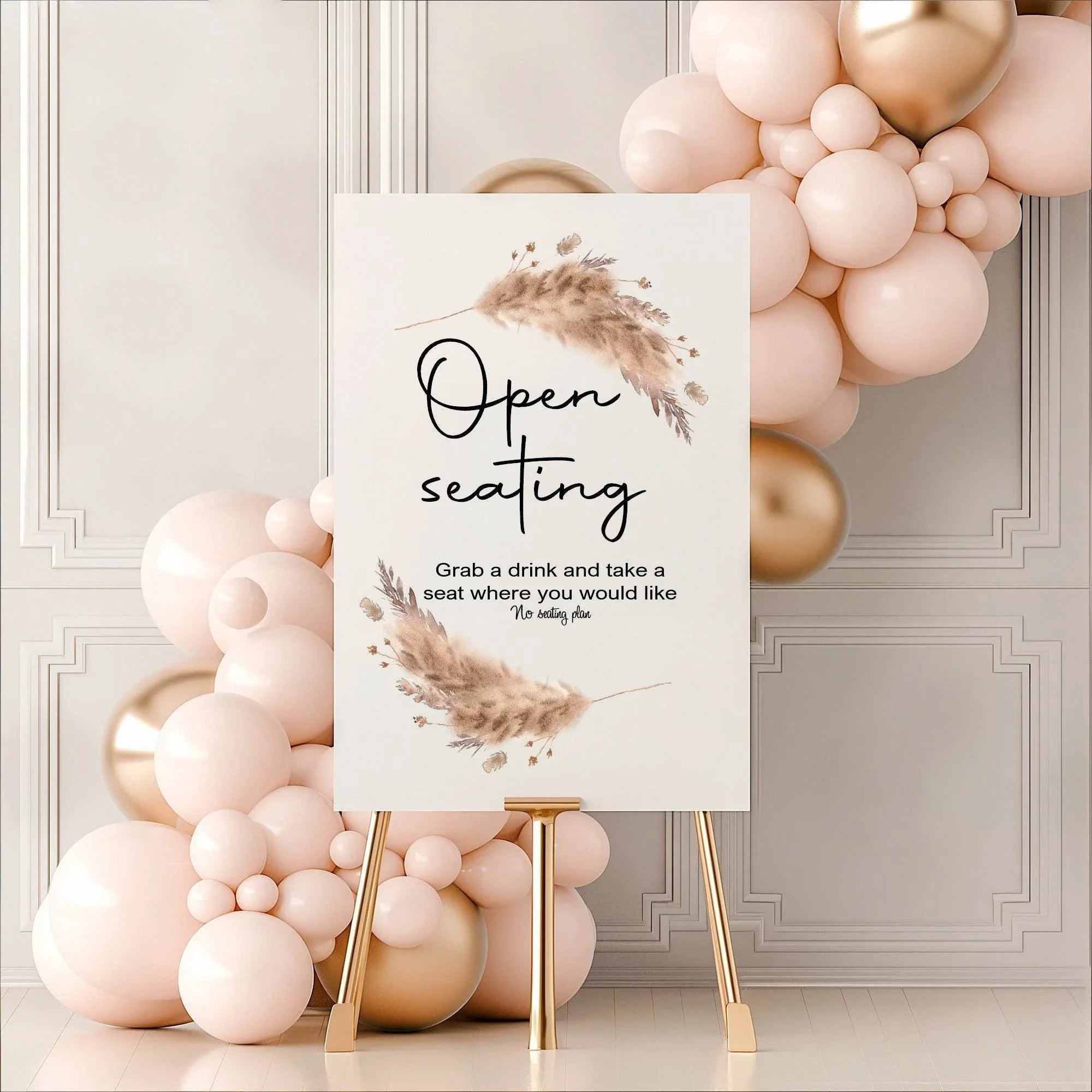 Boho Open Seating Wedding Party Sign - Larosier Prints