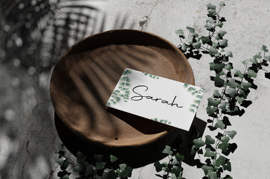 Eucalyptus Wedding Place Cards | Pack of 10 | Flat Design