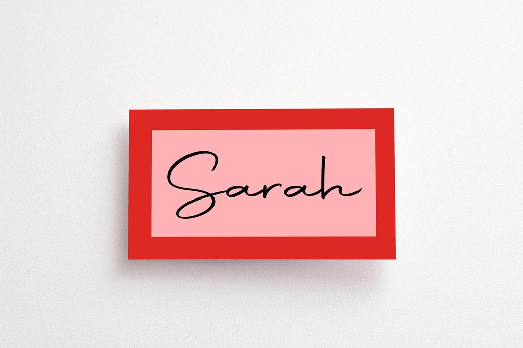 Red & Pink Wedding Place Cards | Pack of 10 | Flat Design - Larosier Prints