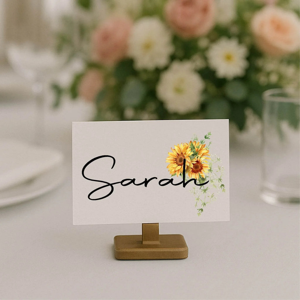 Sunflower Wedding Place Cards | Pack of 10 | Flat Design - Larosier Prints