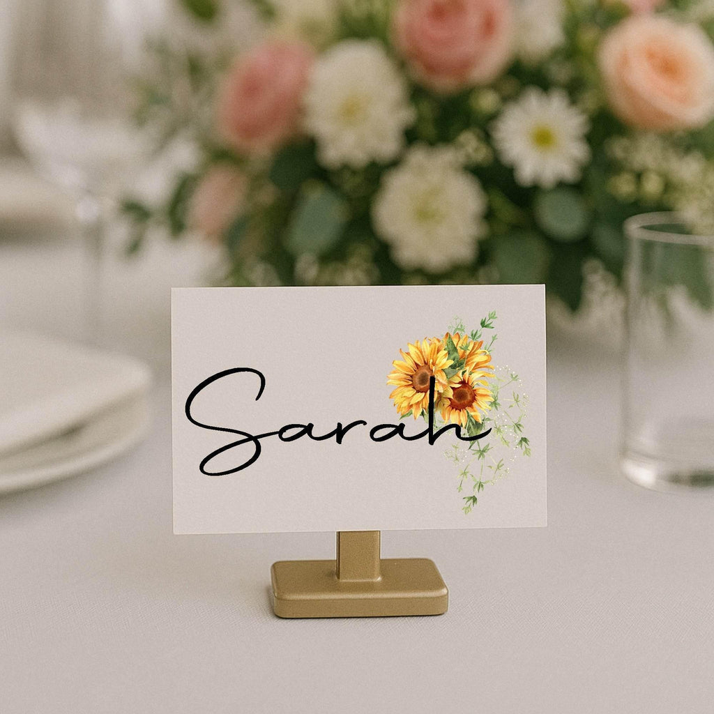 Sunflower Wedding Place Cards | Pack of 10 | Flat Design - Larosier Prints