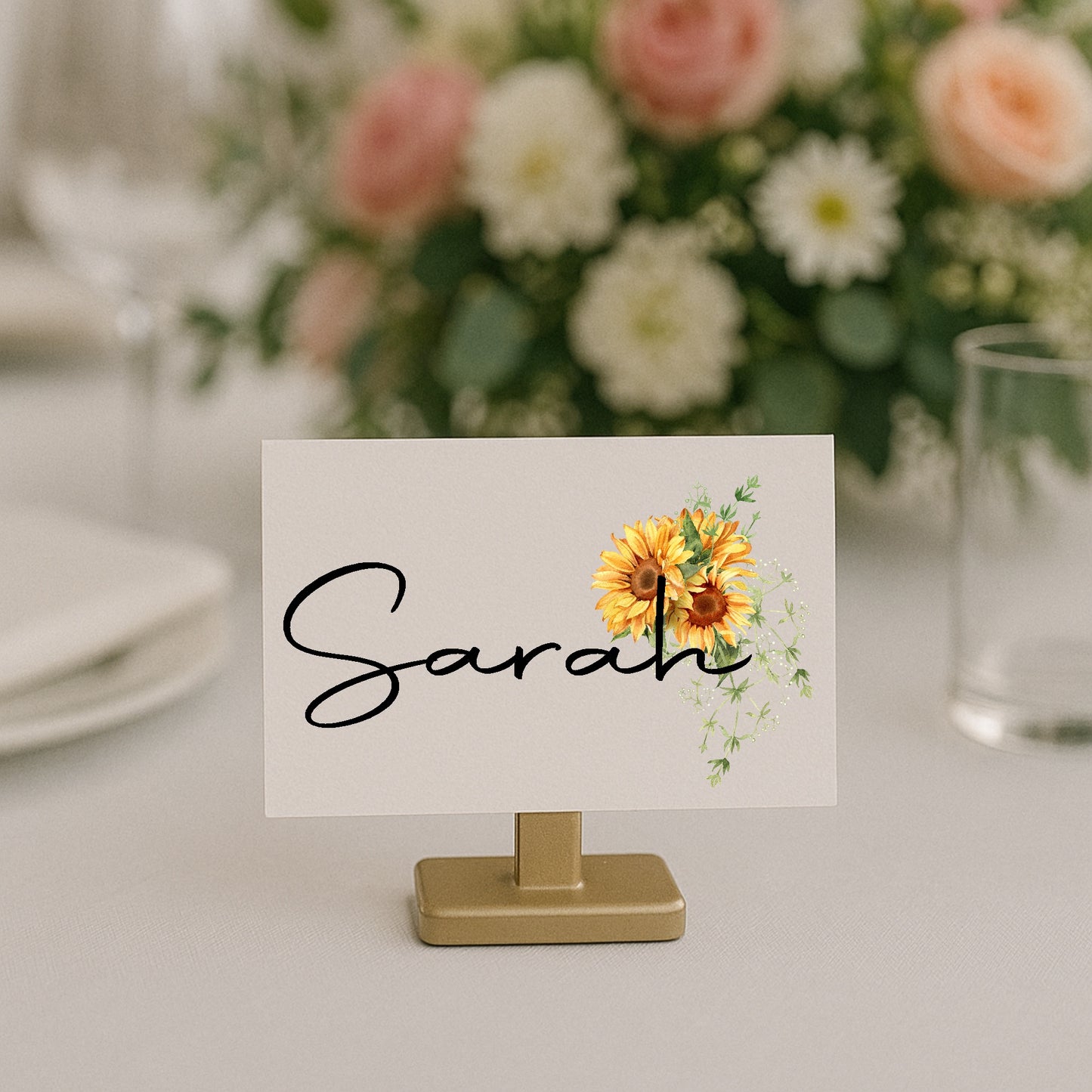 Sunflower Wedding Place Cards | Pack of 10 | Flat Design