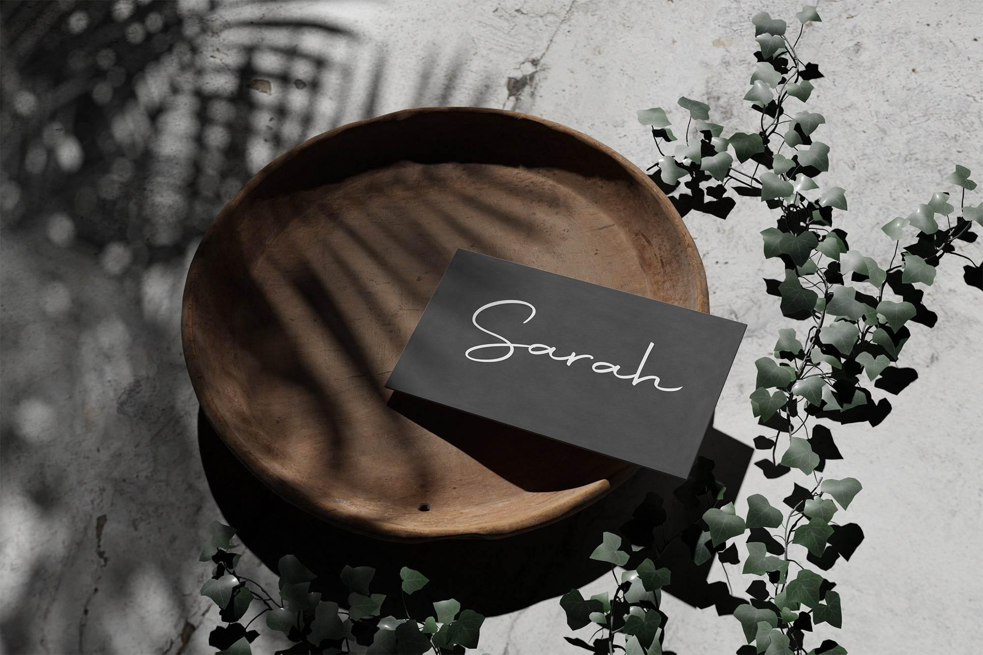 Minimalist Noir Wedding Place Cards | Pack of 10 | Flat Design - Larosier Prints